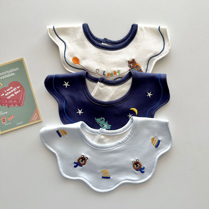 Gyerekeknek készült pamutból készült vízálló, hímzett etetőkönyv – nagy méret, tejfelszívó, lélegző, 3–8 éveseknek