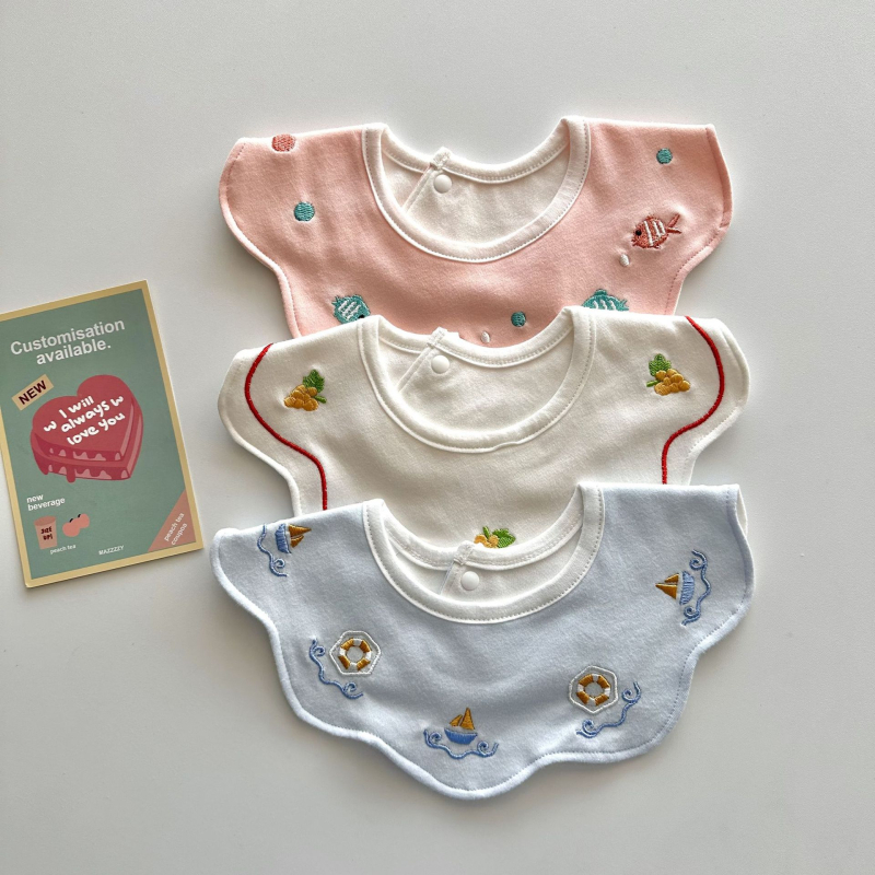 Gyerekeknek készült pamutból készült vízálló, hímzett etetőkönyv – nagy méret, tejfelszívó, lélegző, 3–8 éveseknek