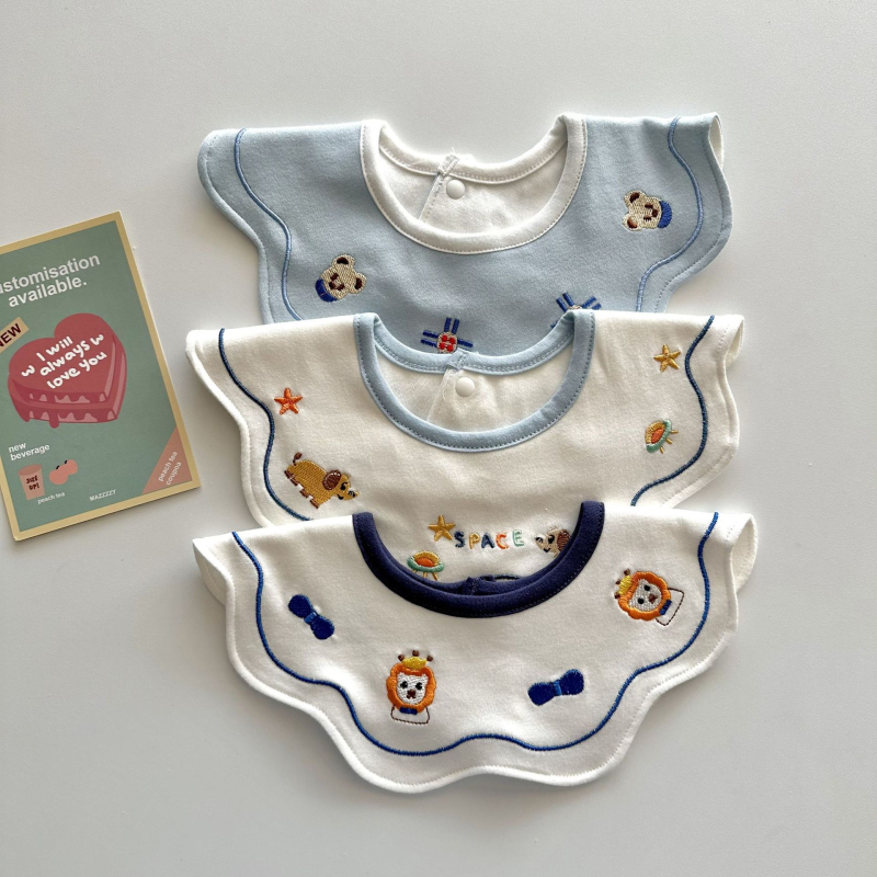 Gyerekeknek készült pamutból készült vízálló, hímzett etetőkönyv – nagy méret, tejfelszívó, lélegző, 3–8 éveseknek