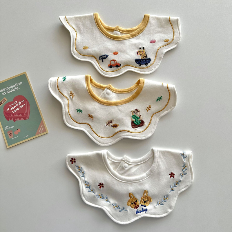 Gyerekeknek készült pamutból készült vízálló, hímzett etetőkönyv – nagy méret, tejfelszívó, lélegző, 3–8 éveseknek