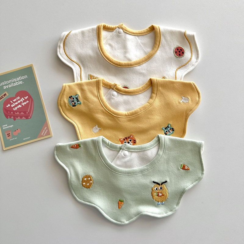 Gyerekeknek készült pamutból készült vízálló, hímzett etetőkönyv – nagy méret, tejfelszívó, lélegző, 3–8 éveseknek