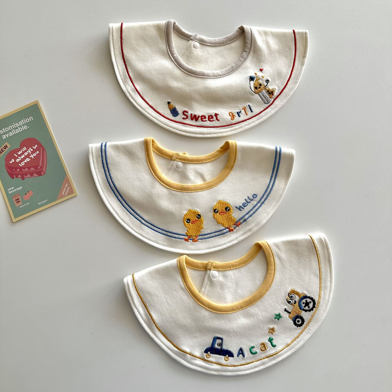 Gyerekeknek készült pamutból készült vízálló, hímzett etetőkönyv – nagy méret, tejfelszívó, lélegző, 3–8 éveseknek