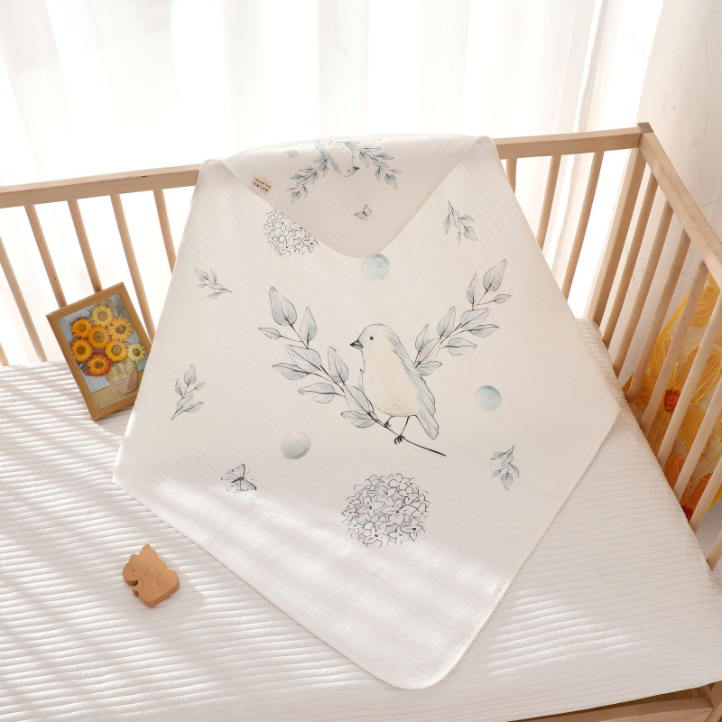 Zīdaiņa šūšanas sega - tīrs kokvilna, Space Cotton pildījums, trīs slāņu siltums, karikatūras raksts, Drošības klase A