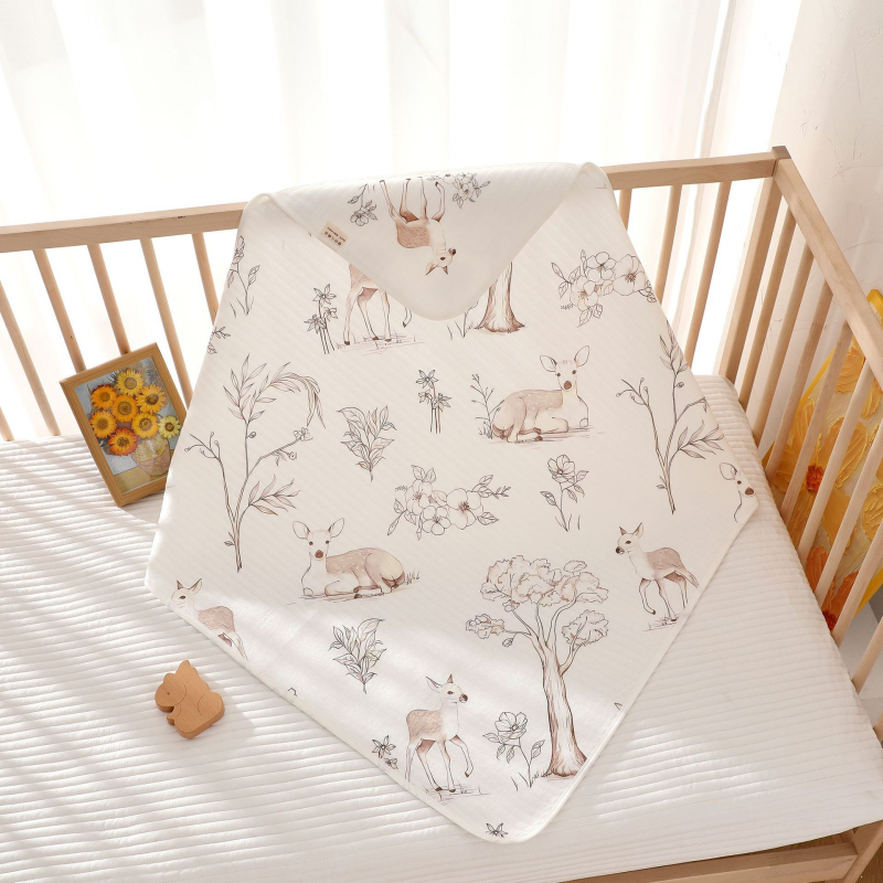 Zīdaiņa šūšanas sega - tīrs kokvilna, Space Cotton pildījums, trīs slāņu siltums, karikatūras raksts, Drošības klase A