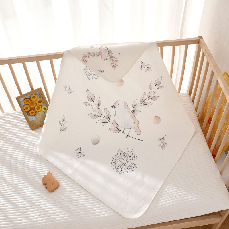 Zīdaiņa šūšanas sega - tīrs kokvilna, Space Cotton pildījums, trīs slāņu siltums, karikatūras raksts, Drošības klase A