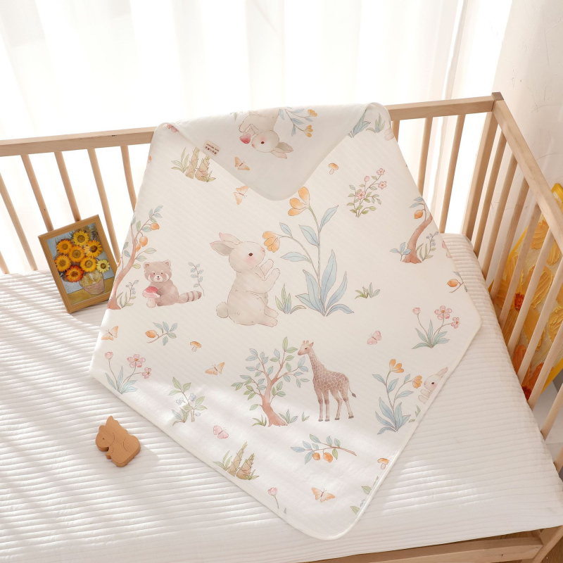 Zīdaiņa šūšanas sega - tīrs kokvilna, Space Cotton pildījums, trīs slāņu siltums, karikatūras raksts, Drošības klase A