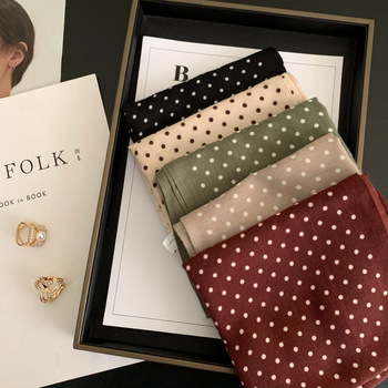 Γυναικείος τετράγωνος φουλάρι από βαμβάκι-λινό, με πουά μοτίβο, warp-knit ύφανση, διπλής χρήσης εσάρπα για την άνοιξη