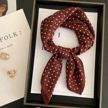 Γυναικείος τετράγωνος φουλάρι από βαμβάκι-λινό, με πουά μοτίβο, warp-knit ύφανση, διπλής χρήσης εσάρπα για την άνοιξη