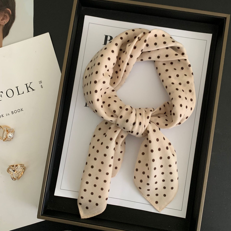 Γυναικείος τετράγωνος φουλάρι από βαμβάκι-λινό, με πουά μοτίβο, warp-knit ύφανση, διπλής χρήσης εσάρπα για την άνοιξη