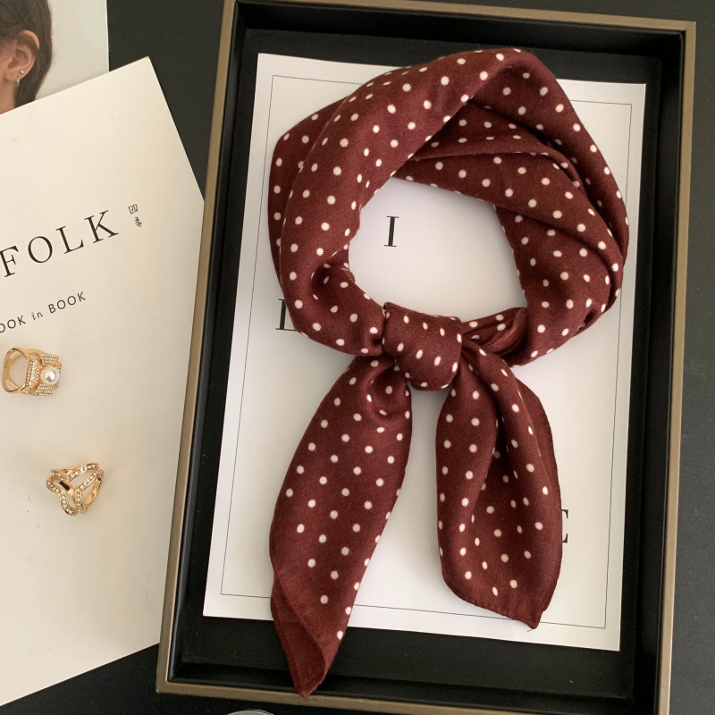 Γυναικείος τετράγωνος φουλάρι από βαμβάκι-λινό, με πουά μοτίβο, warp-knit ύφανση, διπλής χρήσης εσάρπα για την άνοιξη