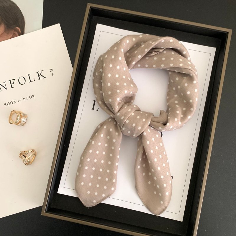 Γυναικείος τετράγωνος φουλάρι από βαμβάκι-λινό, με πουά μοτίβο, warp-knit ύφανση, διπλής χρήσης εσάρπα για την άνοιξη