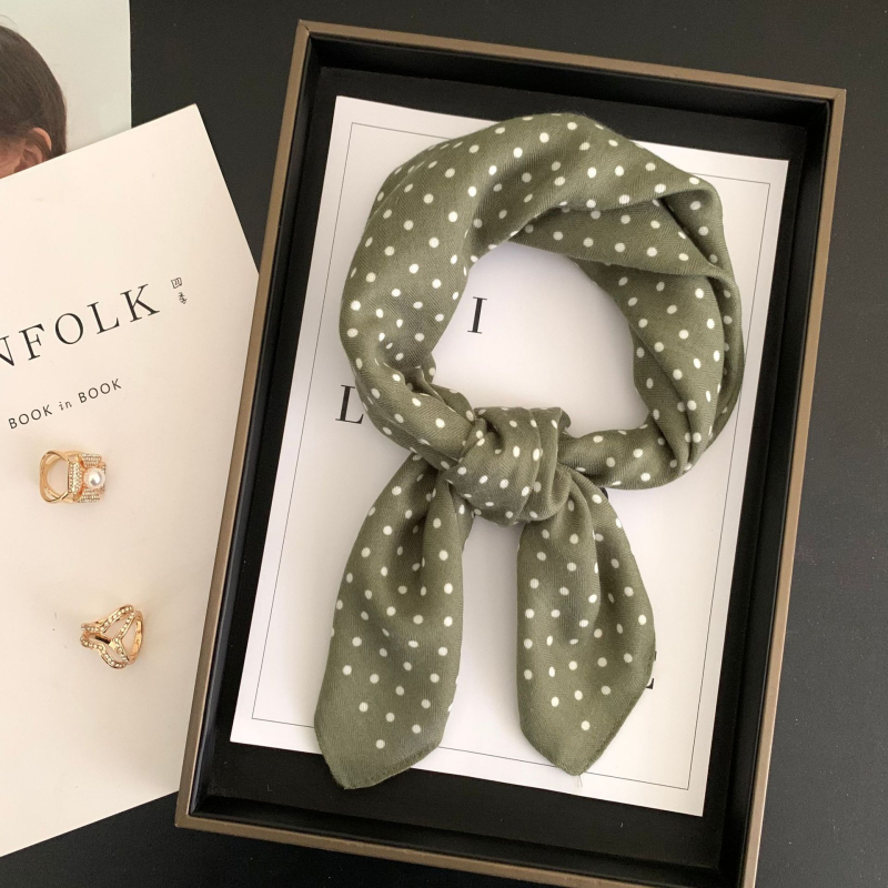 Γυναικείος τετράγωνος φουλάρι από βαμβάκι-λινό, με πουά μοτίβο, warp-knit ύφανση, διπλής χρήσης εσάρπα για την άνοιξη