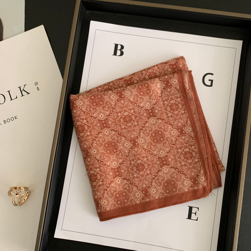 Γυναικείος τετράγωνος φουλάρι από βαμβάκι-λινό, με πουά μοτίβο, warp-knit ύφανση, διπλής χρήσης εσάρπα για την άνοιξη