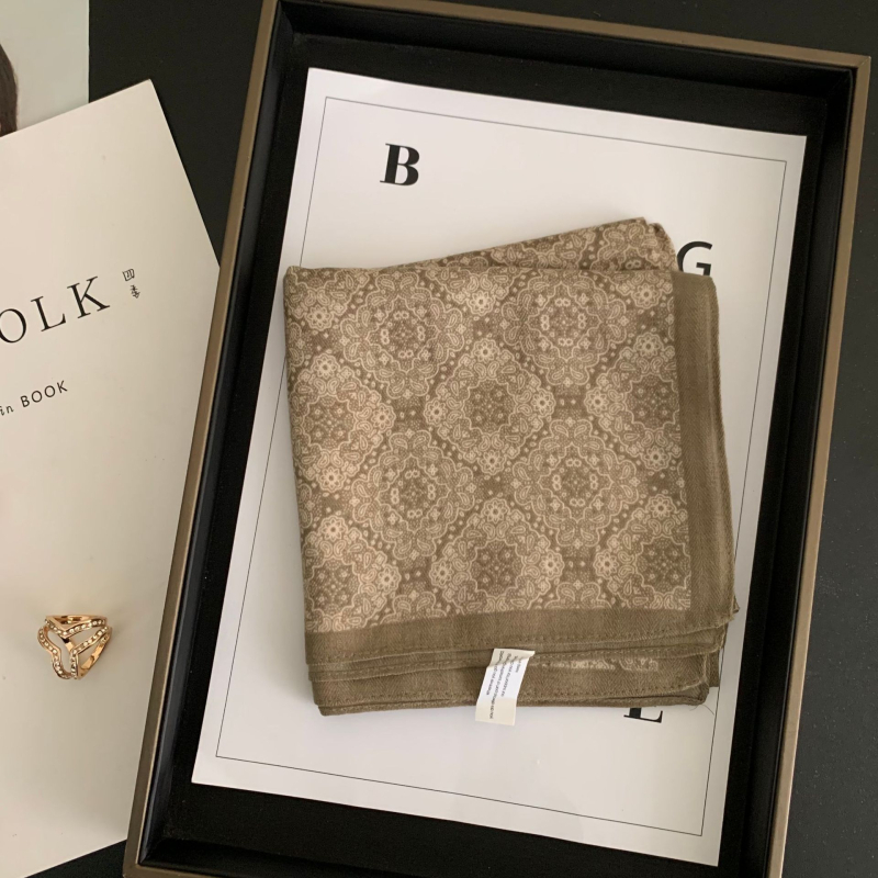 Γυναικείος τετράγωνος φουλάρι από βαμβάκι-λινό, με πουά μοτίβο, warp-knit ύφανση, διπλής χρήσης εσάρπα για την άνοιξη