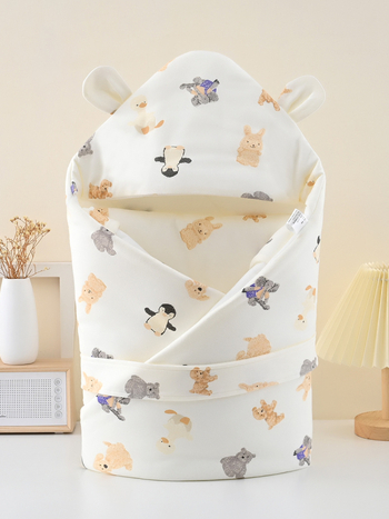 Zīdaiņu kokvilnas sedziņa – karikatūras raksts, pildījums: cits, piemērota pavasarim, rudenim un ziemai, vecums: zīdaiņi