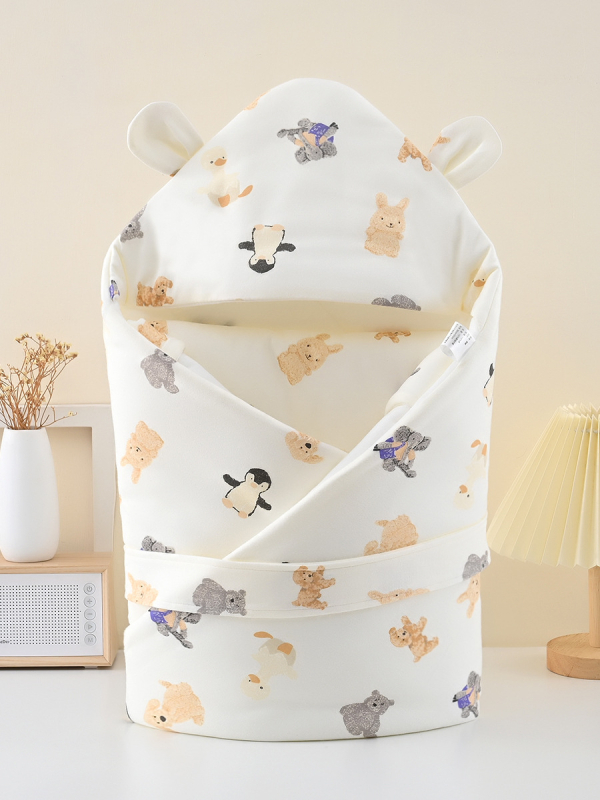 Zīdaiņu kokvilnas sedziņa – karikatūras raksts, pildījums: cits, piemērota pavasarim, rudenim un ziemai, vecums: zīdaiņi