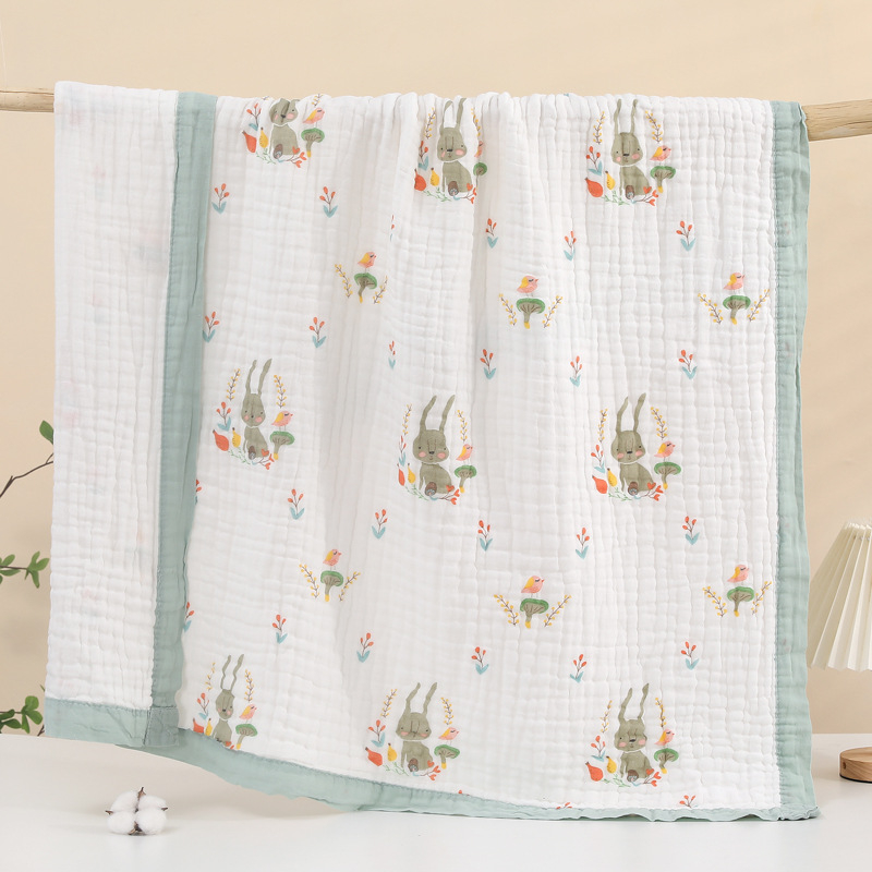 Zīdaiņu gazes vannas dvielis ar dzīvnieku un multenes apdrukām, 100% kokvilna, piemērots vasarai-pavasarim un rudenei, bērniem 1-3 gadiem (80-100 cm), 2024. gada pavasara izlaišana