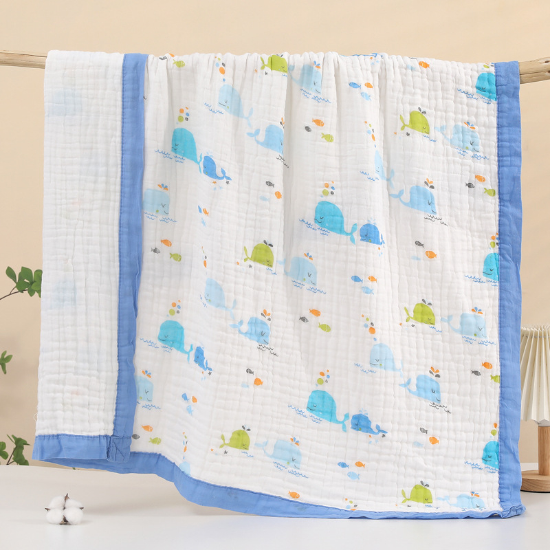 Zīdaiņu gazes vannas dvielis ar dzīvnieku un multenes apdrukām, 100% kokvilna, piemērots vasarai-pavasarim un rudenei, bērniem 1-3 gadiem (80-100 cm), 2024. gada pavasara izlaišana