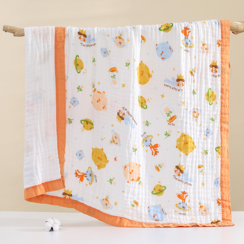 Zīdaiņu gazes vannas dvielis ar dzīvnieku un multenes apdrukām, 100% kokvilna, piemērots vasarai-pavasarim un rudenei, bērniem 1-3 gadiem (80-100 cm), 2024. gada pavasara izlaišana