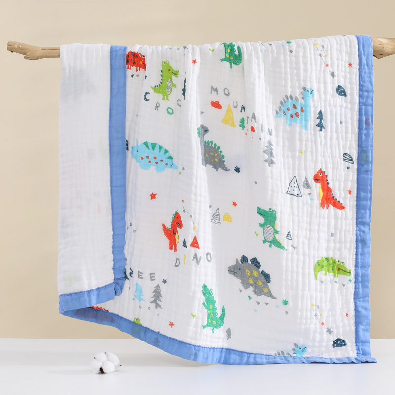 Zīdaiņu gazes vannas dvielis ar dzīvnieku un multenes apdrukām, 100% kokvilna, piemērots vasarai-pavasarim un rudenei, bērniem 1-3 gadiem (80-100 cm), 2024. gada pavasara izlaišana