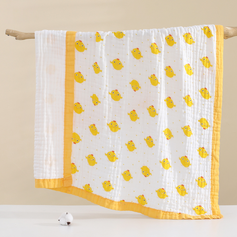 Zīdaiņu gazes vannas dvielis ar dzīvnieku un multenes apdrukām, 100% kokvilna, piemērots vasarai-pavasarim un rudenei, bērniem 1-3 gadiem (80-100 cm), 2024. gada pavasara izlaišana