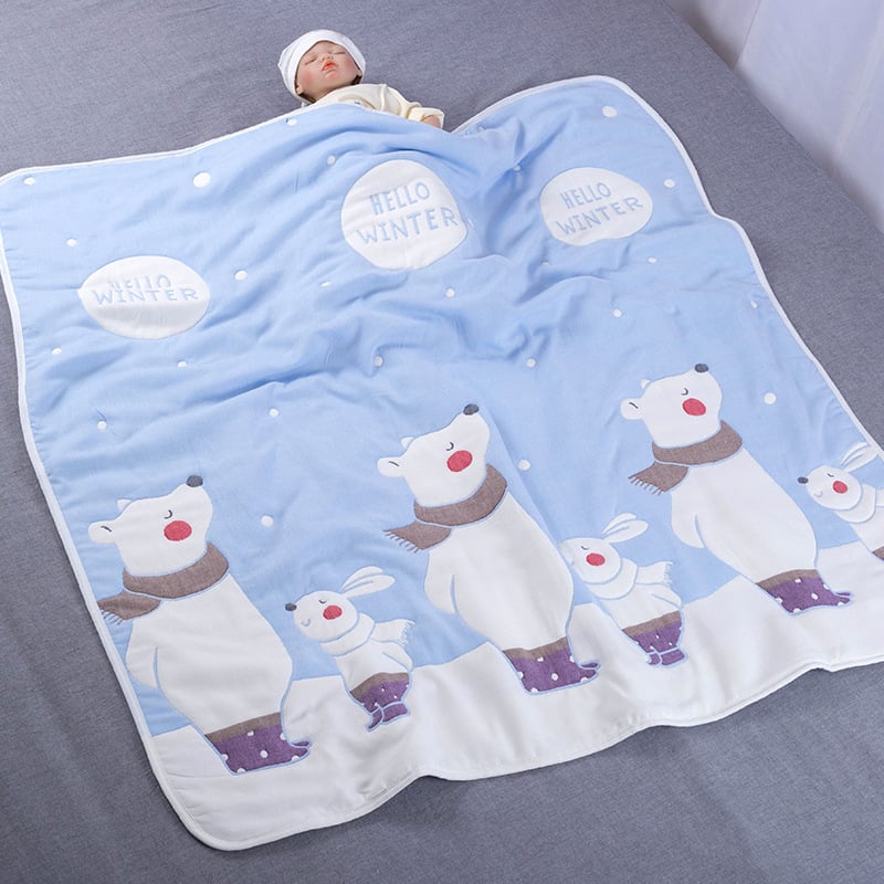 Tízrétegű géz pamut gyerekpléd, jacquard szövés, 40s fonalat, 500 g+