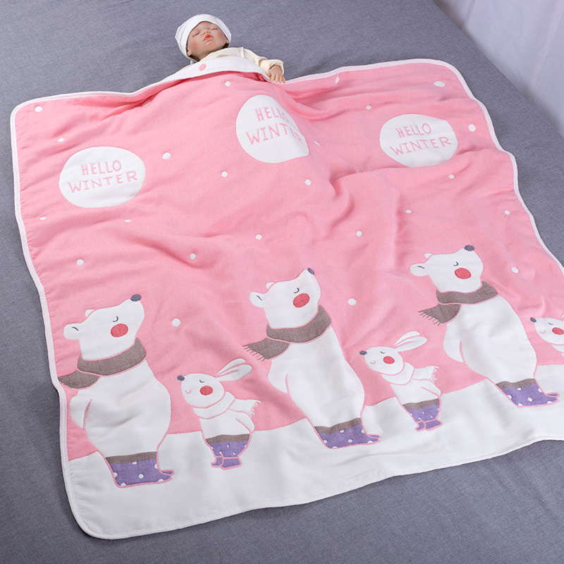 Tízrétegű géz pamut gyerekpléd, jacquard szövés, 40s fonalat, 500 g+