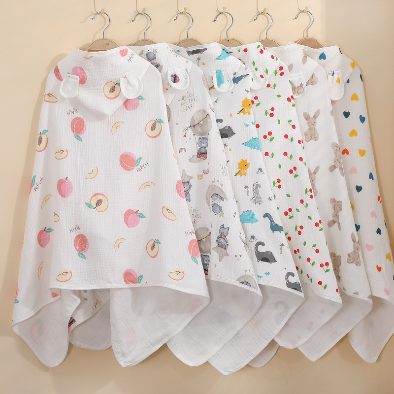 Kapucēts vannas lakats zīdaiņiem un maziem bērniem (1–3 gadi), 95% kokvilna, absorbējošs, rudens lietošanai