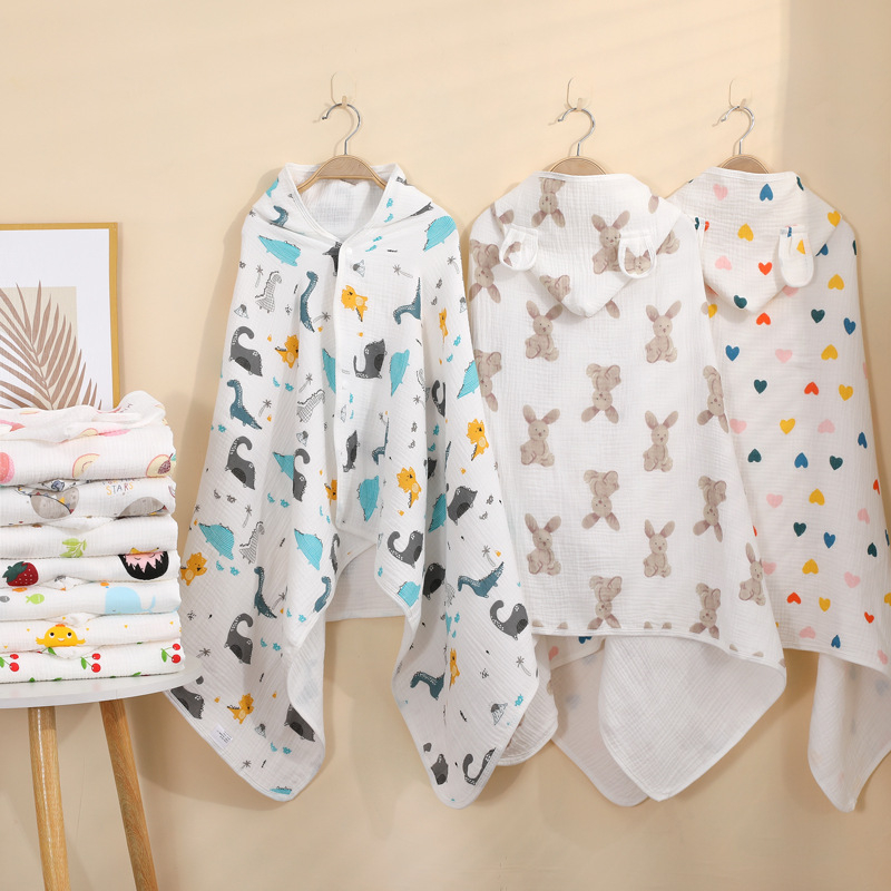 Kapucēts vannas lakats zīdaiņiem un maziem bērniem (1–3 gadi), 95% kokvilna, absorbējošs, rudens lietošanai