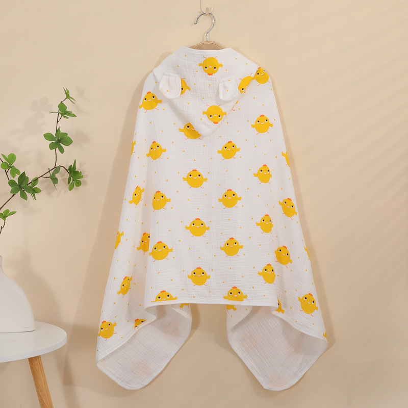 Kapucēts vannas lakats zīdaiņiem un maziem bērniem (1–3 gadi), 95% kokvilna, absorbējošs, rudens lietošanai