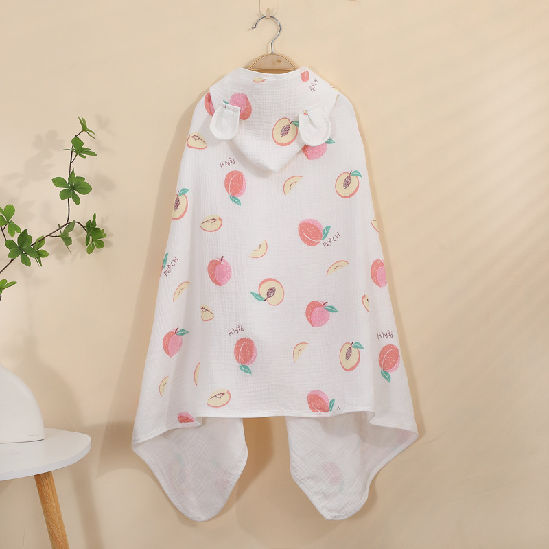 Kapucēts vannas lakats zīdaiņiem un maziem bērniem (1–3 gadi), 95% kokvilna, absorbējošs, rudens lietošanai