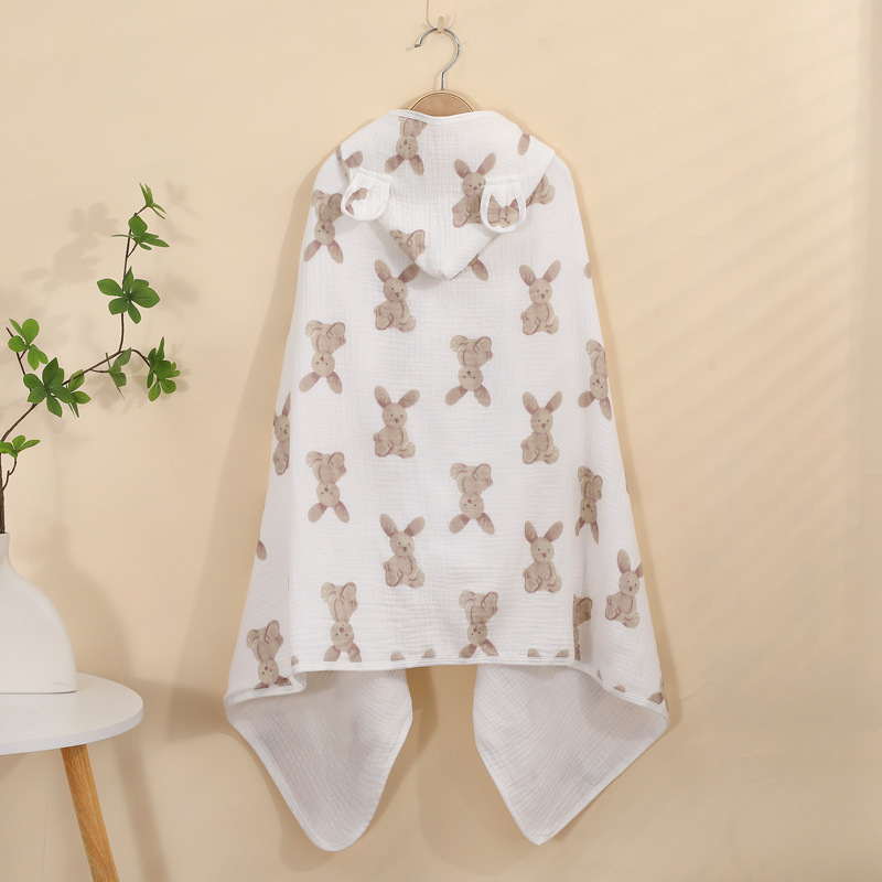 Kapucēts vannas lakats zīdaiņiem un maziem bērniem (1–3 gadi), 95% kokvilna, absorbējošs, rudens lietošanai