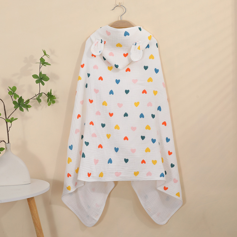 Kapucēts vannas lakats zīdaiņiem un maziem bērniem (1–3 gadi), 95% kokvilna, absorbējošs, rudens lietošanai