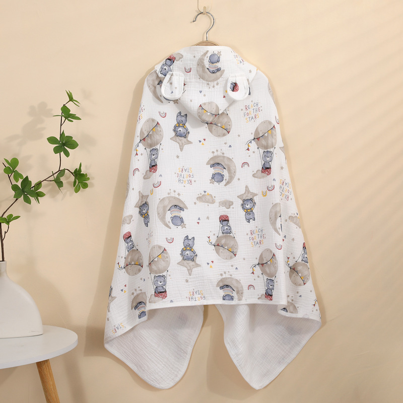 Kapucēts vannas lakats zīdaiņiem un maziem bērniem (1–3 gadi), 95% kokvilna, absorbējošs, rudens lietošanai