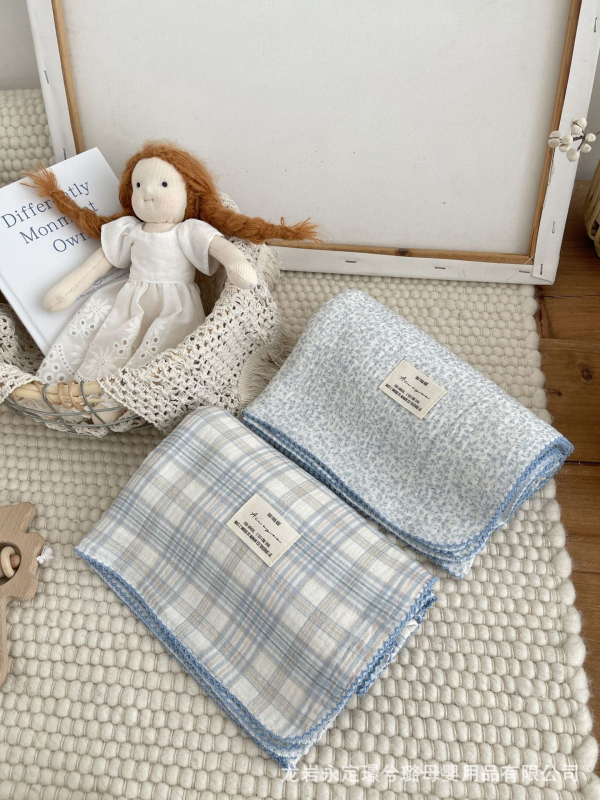 Zīdaiņu wrap no 100% kokvilnas gazes, režģa raksts, Korejas stils, Drošības klase A