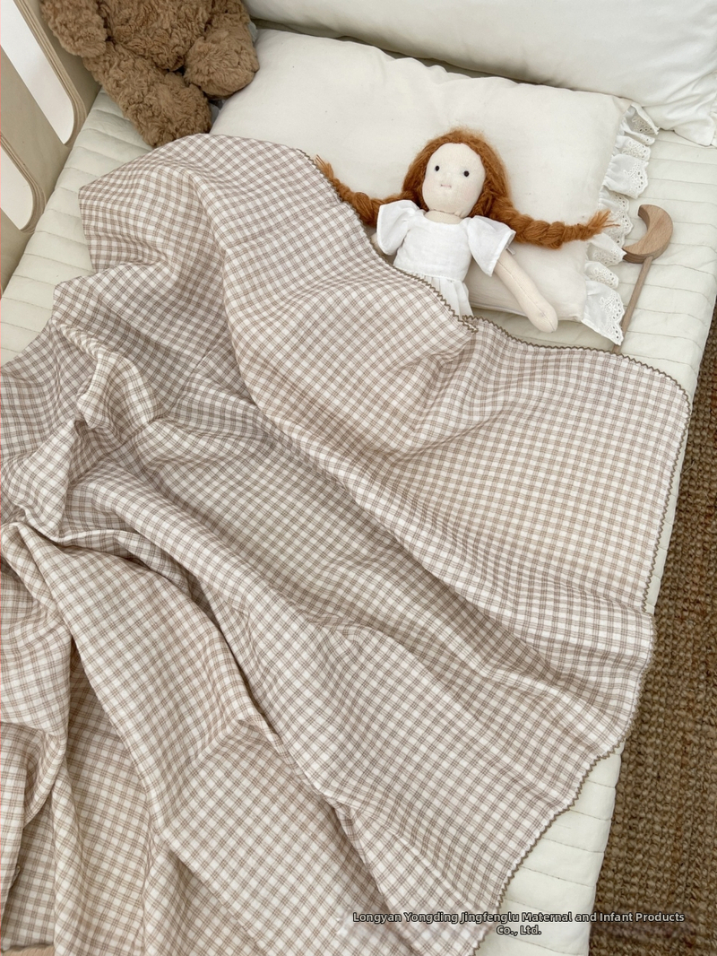 Zīdaiņu wrap no 100% kokvilnas gazes, režģa raksts, Korejas stils, Drošības klase A