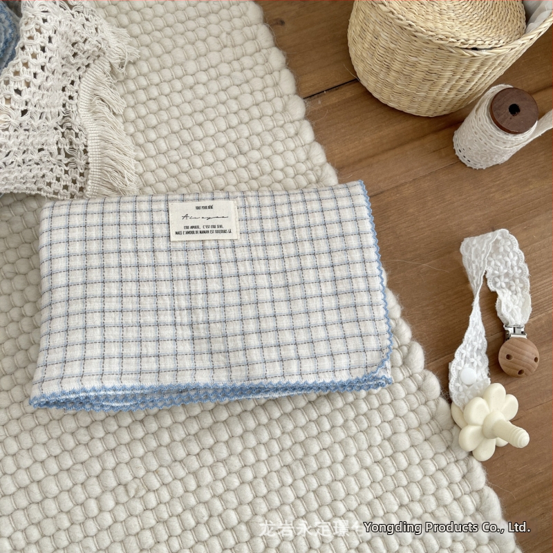 Zīdaiņu wrap no 100% kokvilnas gazes, režģa raksts, Korejas stils, Drošības klase A