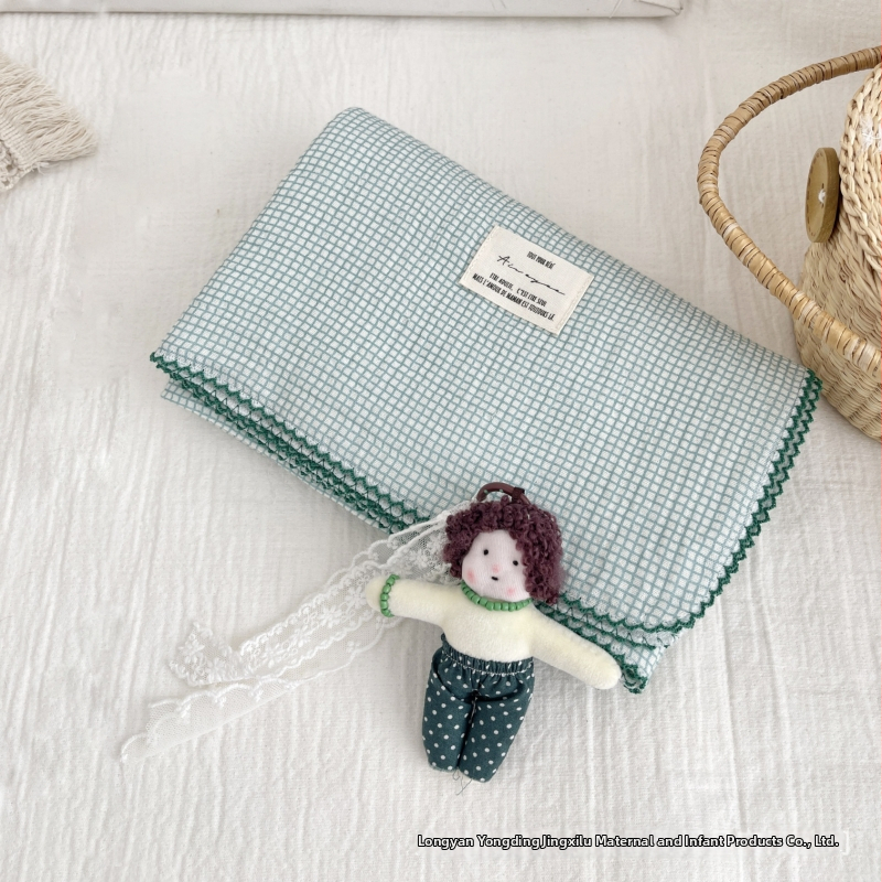 Zīdaiņu wrap no 100% kokvilnas gazes, režģa raksts, Korejas stils, Drošības klase A