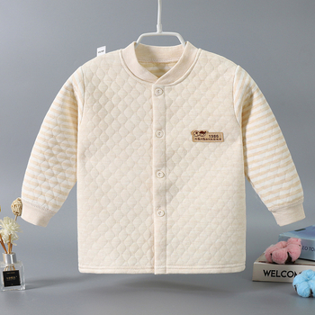 Трислойно топло детско горнище с V-образна яка, 90% памук, за възраст 1–3 години, зимно облекло