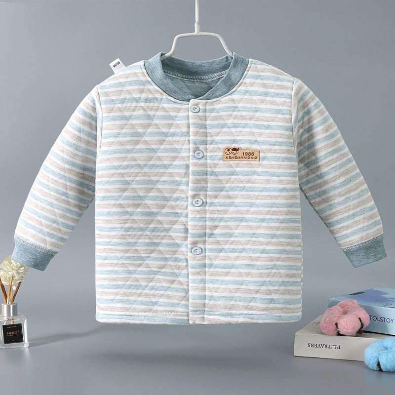 Трислойно топло детско горнище с V-образна яка, 90% памук, за възраст 1–3 години, зимно облекло