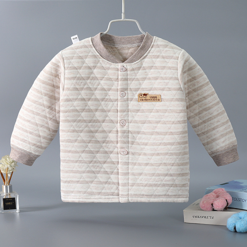 Трислойно топло детско горнище с V-образна яка, 90% памук, за възраст 1–3 години, зимно облекло