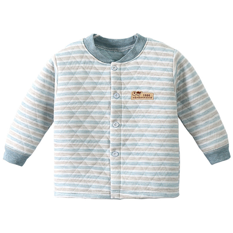 Трислойно топло детско горнище с V-образна яка, 90% памук, за възраст 1–3 години, зимно облекло