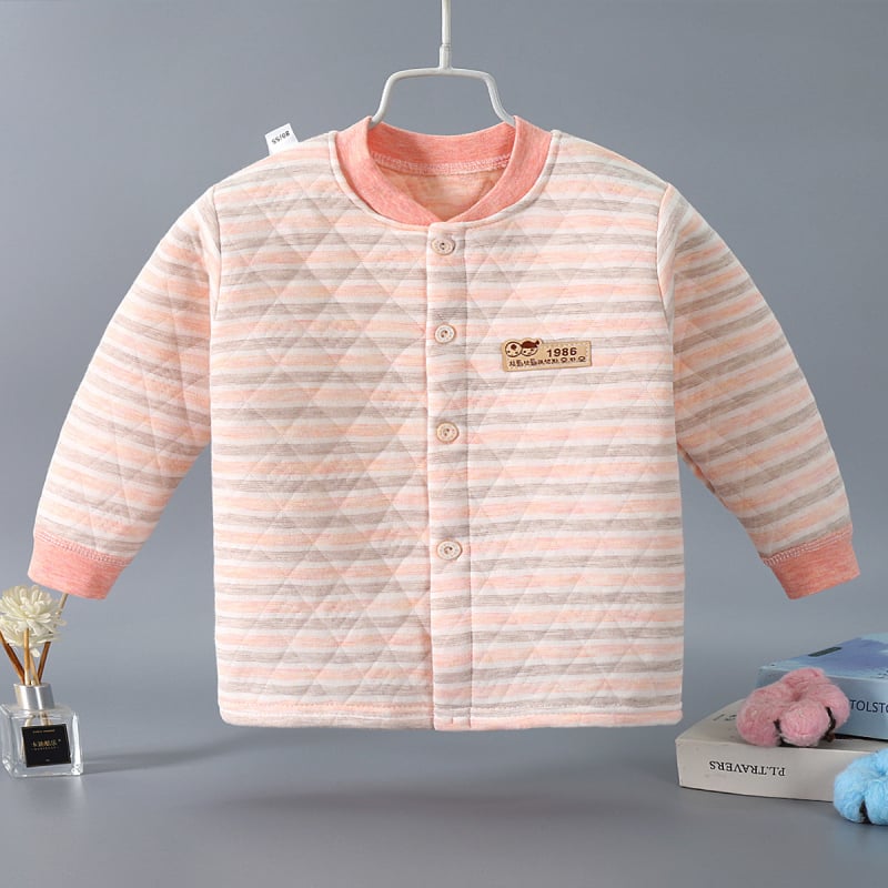 Трислойно топло детско горнище с V-образна яка, 90% памук, за възраст 1–3 години, зимно облекло