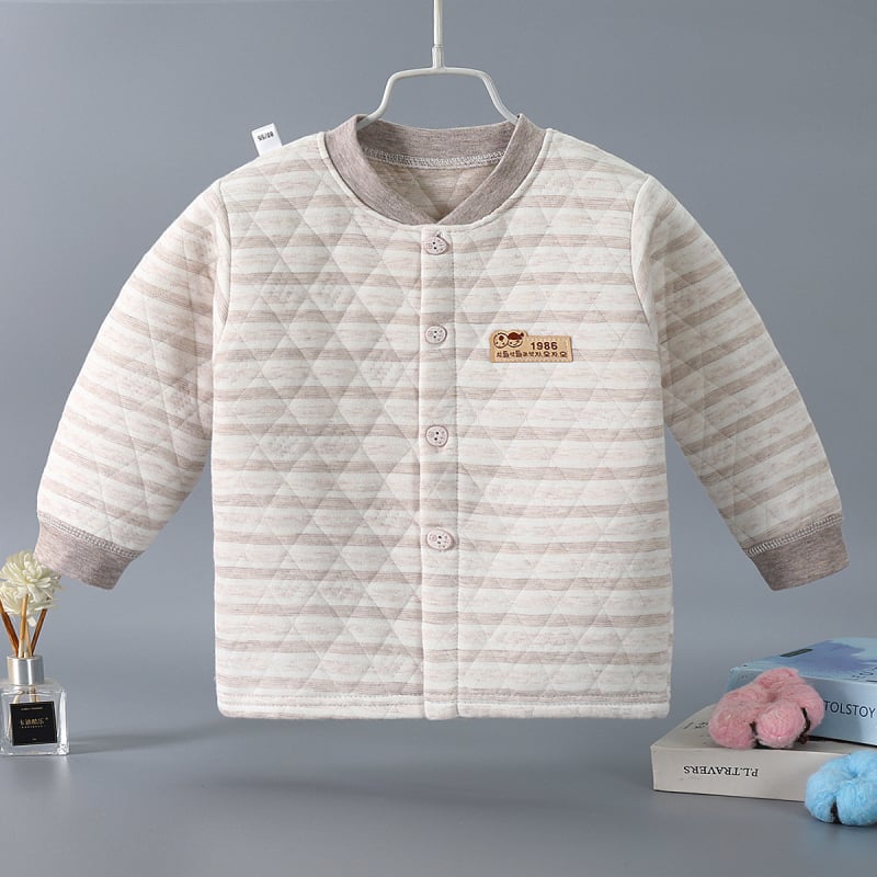 Трислойно топло детско горнище с V-образна яка, 90% памук, за възраст 1–3 години, зимно облекло