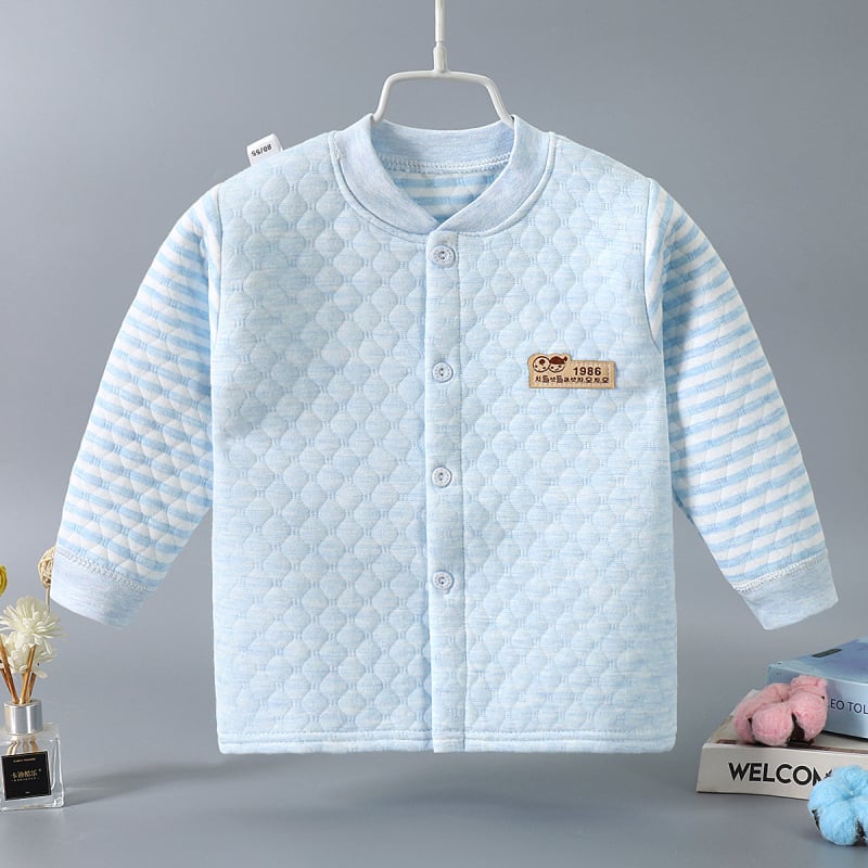 Трислойно топло детско горнище с V-образна яка, 90% памук, за възраст 1–3 години, зимно облекло