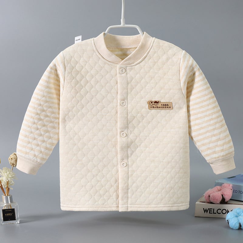 Трислойно топло детско горнище с V-образна яка, 90% памук, за възраст 1–3 години, зимно облекло