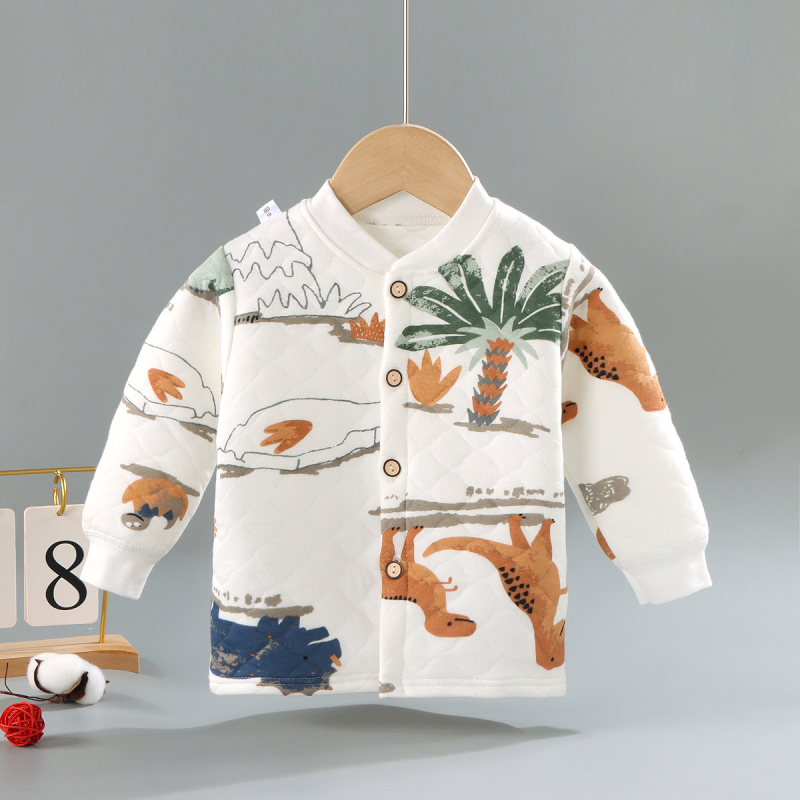 Трислойно топло детско горнище с V-образна яка, 90% памук, за възраст 1–3 години, зимно облекло