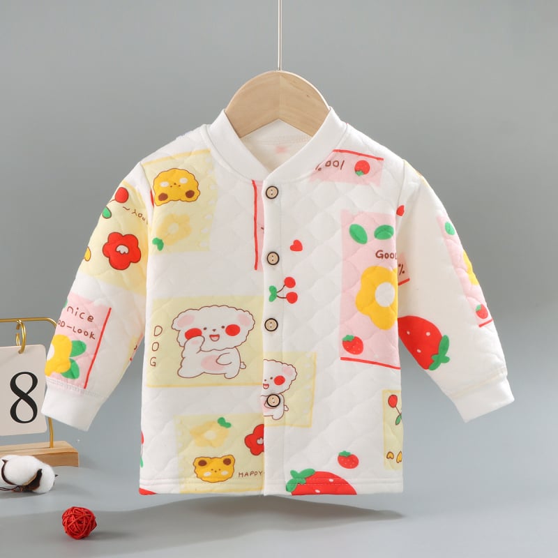 Трислойно топло детско горнище с V-образна яка, 90% памук, за възраст 1–3 години, зимно облекло