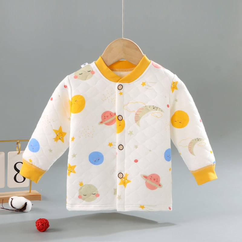 Трислойно топло детско горнище с V-образна яка, 90% памук, за възраст 1–3 години, зимно облекло