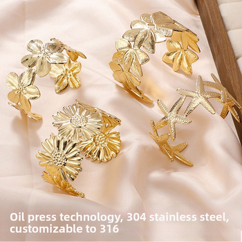 Atvērta regulējama rokassprādze no titāna tērauda, hidrauliski presēta virsma, svars 26 g, personīgs stils, rokassprādze kā aksesuārs